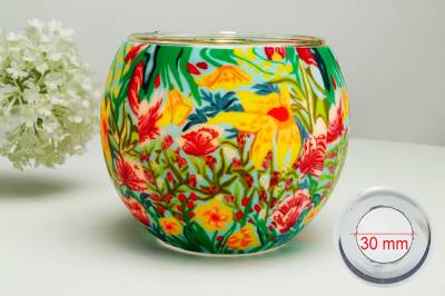 Leuchtglas 21412 Tropical Flowers 11cm MIT 30mm Bohrung Tauschglas Ersatzglas - 0
