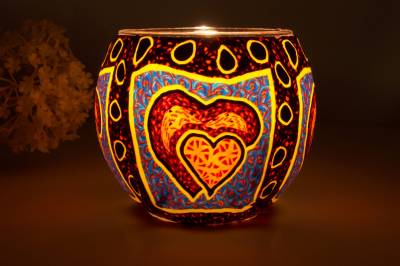 Leuchtglas 21309 Hearts 11cm MIT 30mm Bohrung Tauschglas Ersatzglas - 1