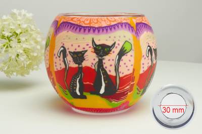 Leuchtglas 21116 two Cats 11cm MIT 30mm Bohrung Tauschglas Ersatzglas - 0
