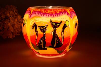 Leuchtglas 21116 two Cats 11cm MIT 30mm Bohrung Tauschglas Ersatzglas - 1