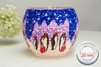 Leuchtglas 21005 Pinguin 11cm MIT 30mm Bohrung Tauschglas Ersatzglas - 0