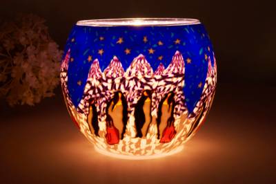 Leuchtglas 21005 Pinguin 11cm MIT 30mm Bohrung Tauschglas Ersatzglas - 1