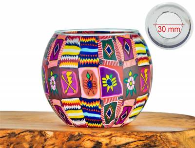 Leuchtglas Nr.12 Patchwork Ø11cm Mit 30mm Bohrung Ersatzglas Tauschglas - 0