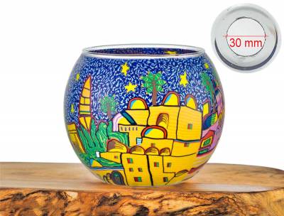 Leuchtglas Nr.40 Motiv Jerusalem Ø11cm MIT 30mm Bohrung Tauschglas Ersatzglas - 0