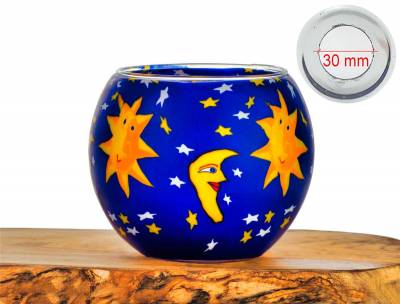 Leuchtglas Nr.41 Sonne/Mond/Sterne Ø11cm MIT 30mm Bohrung Tauschglas Ersatzglas - 0