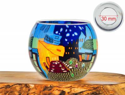 Leuchtglas Nr.59 Stadt abstrakt Ø11cm MIT 30mm Bohrung Tauschglas Ersatzglas - 0