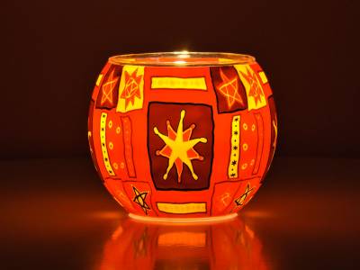 Leuchtglas Nr.75 Sterne, rot Ø11cm MIT 30mm Bohrung Tauschglas Ersatzglas - 1