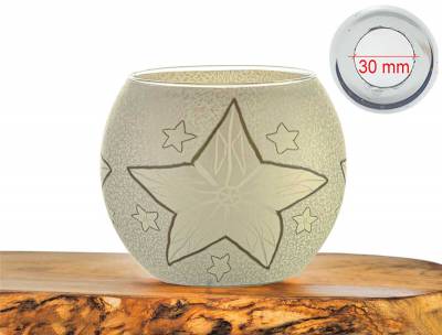 Leuchtglas Nr.143 Stern weiss Ø11cm MIT 30mm Bohrung Tauschglas Ersatzglas - 0