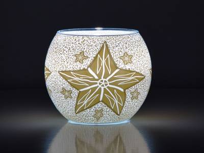 Leuchtglas Nr.143 Stern weiss Ø11cm MIT 30mm Bohrung Tauschglas Ersatzglas - 1