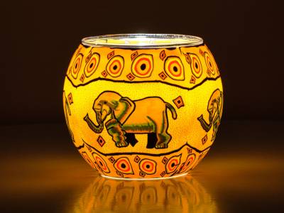 Leuchtglas Nr.286 Elefant Ø11cm MIT 30mm Bohrung Tauschglas Ersatzglas - 1