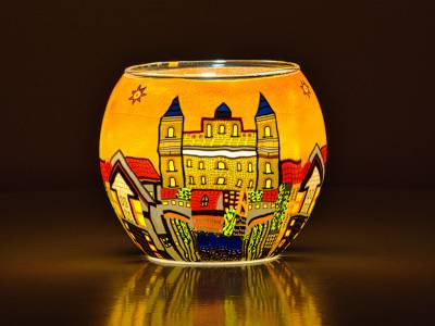 Leuchtglas Nr.370 Weingarten Ø11cm MIT 30mm Bohrung Tauschglas Ersatzglas - 1