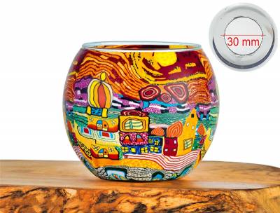 Leuchtglas Nr.455 Städtchen Ø11cm MIT 30mm Bohrung Tauschglas Ersatzglas - 0