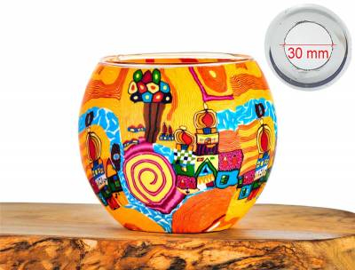 Leuchtglas Nr.456 Stadt am Fluss Ø11cm MIT 30mm Bohrung Tauschglas Ersatzglas - 0