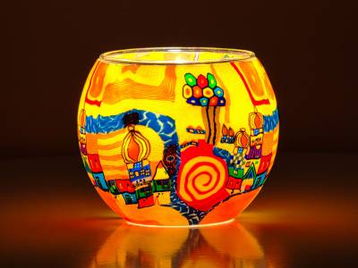 Leuchtglas Nr.456 Stadt am Fluss Ø11cm MIT 30mm Bohrung Tauschglas Ersatzglas - 1