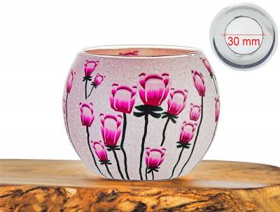 Leuchtglas Nr.518 Mohnblume Ø11cm MIT 30mm Bohrung Tauschglas Ersatzglas - 0