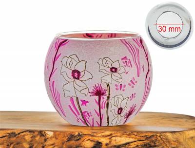 Leuchtglas Nr.519 weiße Blume Ø11cm MIT 30mm Bohrung Tauschglas Ersatzglas - 0