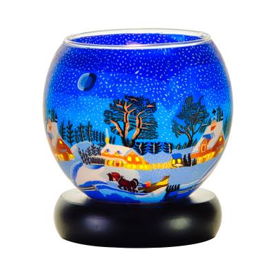 Leuchtglas Nr.829 Lampe Leuchte Ø11cm kanadische Winterlandschaft - 0