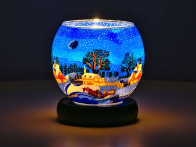 Leuchtglas Nr.829 Lampe Leuchte Ø11cm kanadische Winterlandschaft - 1