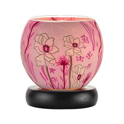 Leuchtglas Nr.519 Lampe Leuchte Ø11cm Dekoration Licht weiße Blume - 0