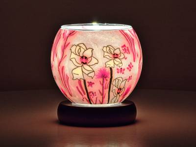 Leuchtglas Nr.519 Lampe Leuchte Ø11cm Dekoration Licht weiße Blume - 1