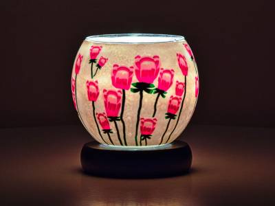 Leuchtglas Nr.518 Lampe Leuchte Ø11cm Dekoration Licht Mohnblume - 1