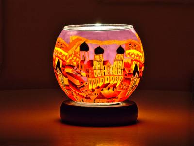 Leuchtglas Nr.449 Lampe Leuchte Ø11cm Dekoration Licht Passau orange - 1