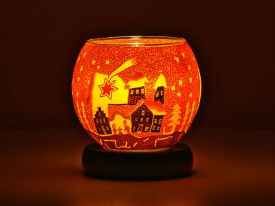 Leuchtglas Nr.346 Lampe Leuchte Ø11cm Dekoration Licht Sternschnuppe rot - 1