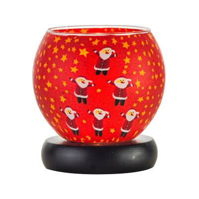 Leuchtglas Nr.341 Lampe Leuchte Ø11cm Dekoration Licht 6 Weihnachtsmänner - 0
