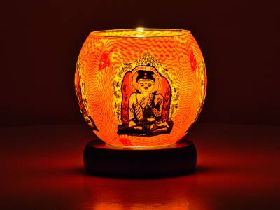 Leuchtglas Nr.309 Lampe Leuchte Ø11cm Dekoration Licht Buddha - 1