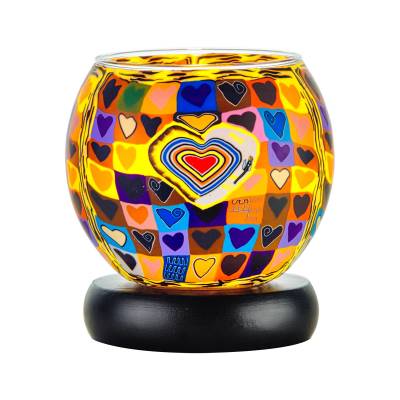 Leuchtglas Nr.152 Lampe Leuchte Ø11cm Dekoration Licht Herz/ bunt - 0