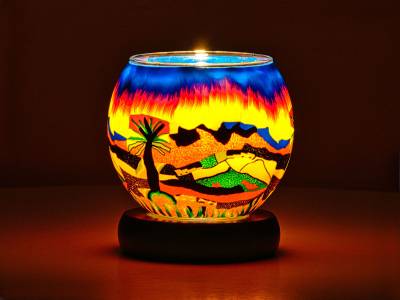 Leuchtglas Nr.125 Lampe Leuchte Ø11cm Dekoration Licht Berglandschaft - 1