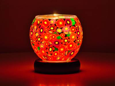 Leuchtglas Nr.124 Lampe Leuchte Ø11cm Dekoration Licht Blumenwiese - 1