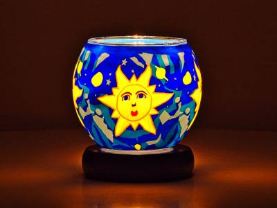 Leuchtglas Lampe Leuchte Nr.77 Ø11cm Dekoration Licht Motiv Sonne - 1