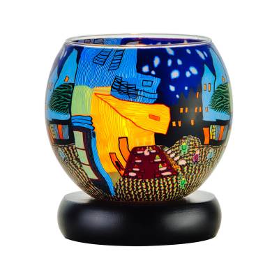 Leuchtglas Lampe Leuchte Nr.59 Ø11cm Dekoration Licht Stadt abstrakt - 0