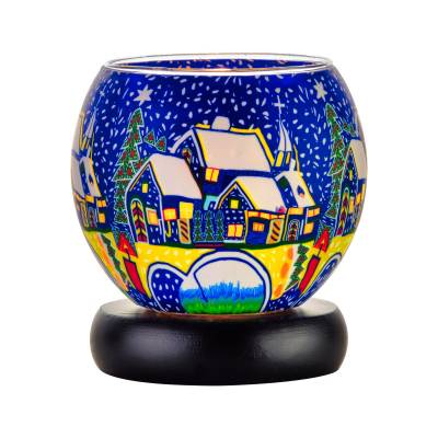 Leuchtglas Lampe Leuchte Nr.49 Ø11cm Dekoration Licht Schneestadt - 0