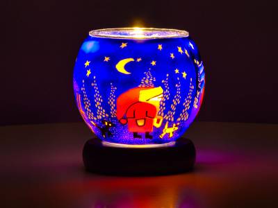 Leuchtglas Lampe Leuchte Nr.47 Ø11cm Dekoration Licht Weihnachtsmann - 1