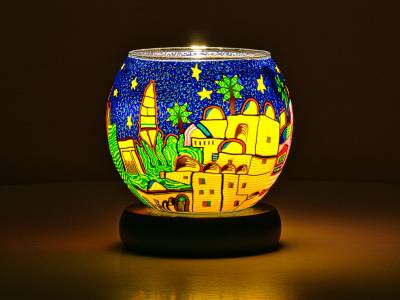 Leuchtglas Lampe Leuchte Nr.40 Ø11cm Dekoration Licht Jerusalem - 1