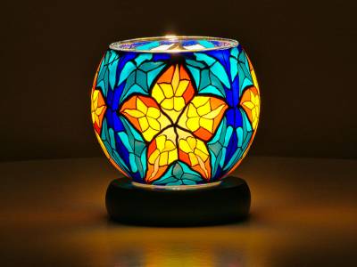 Leuchtglas Lampe Leuchte Nr.24 Ø11cm Dekoration Licht Windlicht Stern/ blau - 1