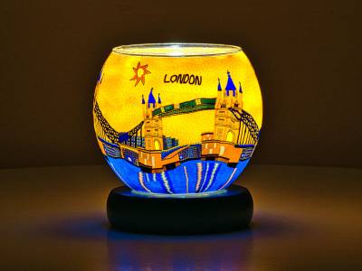 Leuchtglas Lampe Leuchte Nr.546 Ø11cm Dekoration Windlicht London Tower Bridge - 1