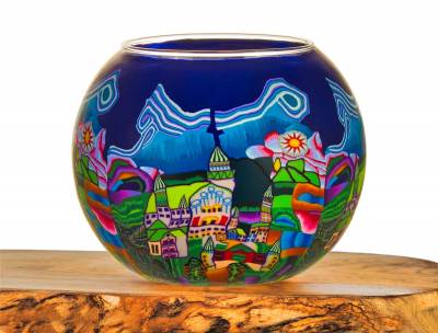 Leuchtglas Nr.32 Stadtmotiv auf einem 15cm Leuchtglas - 0