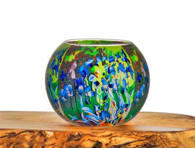 Leuchtglas Nr.93 Flowerpower in grün auf einem 15cm Leuchtglas - 0