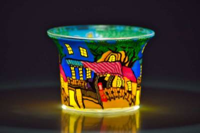 Votiv Glas 562 Stadtspaziergang, Cafe in der Stadt dekoratives Windlicht - 1