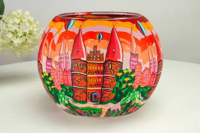 Leuchtglas 628 Lübeck Ø15cm Dekoration Teelicht Windlicht Kerzenfarm Kerze - 0