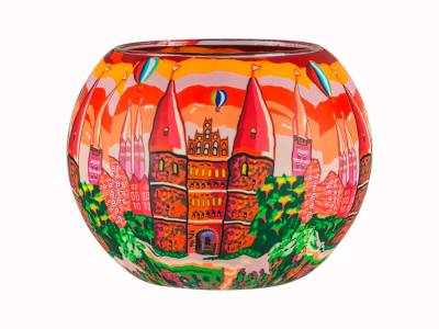 Leuchtglas 628 Lübeck Ø15cm Dekoration Teelicht Windlicht Kerzenfarm Kerze - 1
