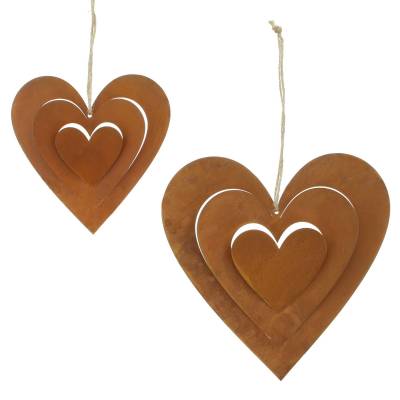 Herzhänger Rostliebe in Fächeroptik Herz Hänger Metall Deko retro - 1