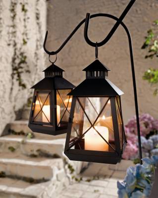 Laterne konisch aus Metall braun mit Glasscheiben stellen oder hängen - 0