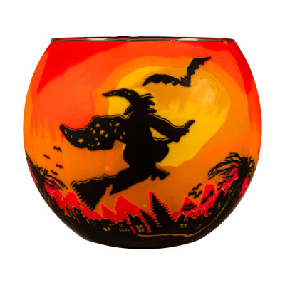 Leuchtglas 21710 Hexe Mystisches Teelicht Hexenflug Handmodelliertes Unikat in Serie - 1