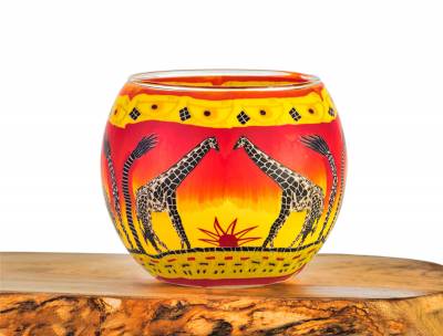 Leuchtglas Nr.287 ohne Wachs Ø11cm Dekoration Teelicht Windlicht Giraffen - 0