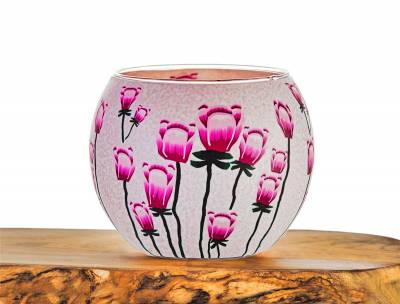 Leuchtglas Nr.518 ohne Wachs Ø11cm Dekoration Teelicht Windlicht Mohnblume - 0