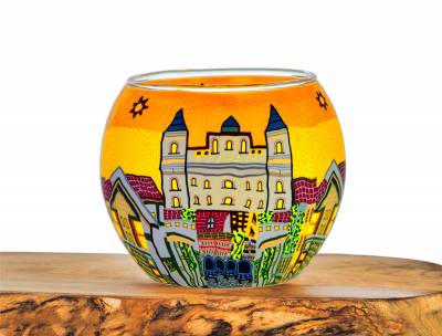 Leuchtglas Nr.370 ohne Wachs Ø11cm Dekoration Teelicht Windlicht Weingarten - 0